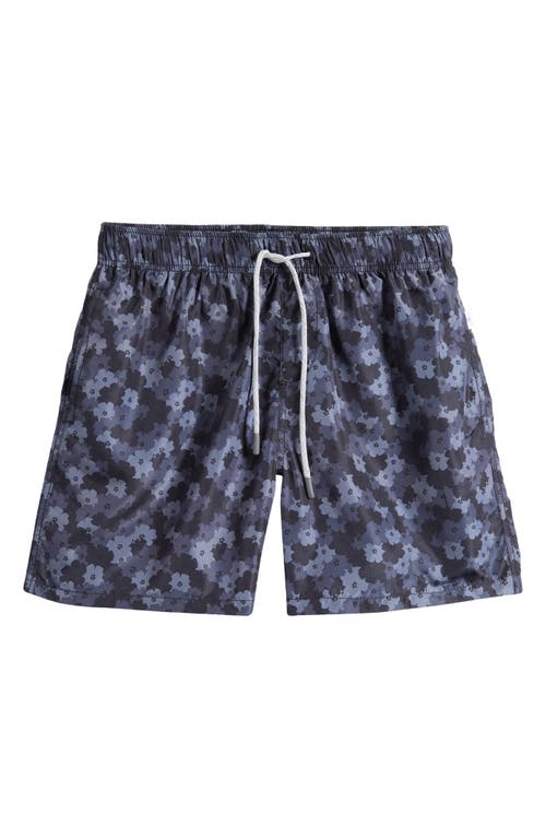 Shop Vintage Summer Ponji Floral Volley Swim Trunks In Black