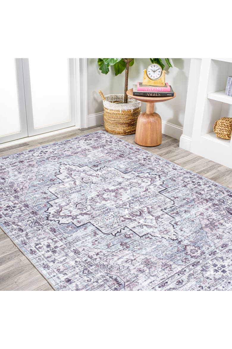 Didim Boho Medallion Machine-Washable Area Rug, Alternate, color, Gray/Purple