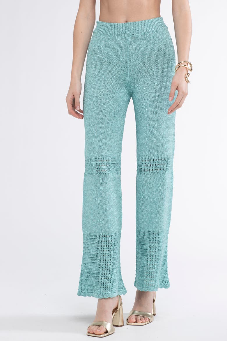 Tina Crochet Cover-Up Pants, Alternate, color, Turquoise