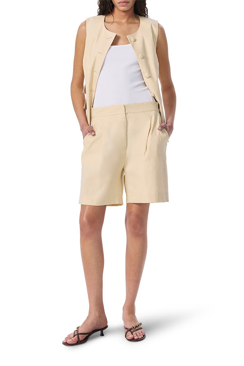 Leona Linen Blend Shorts, Alternate, color, LIGHT TAN