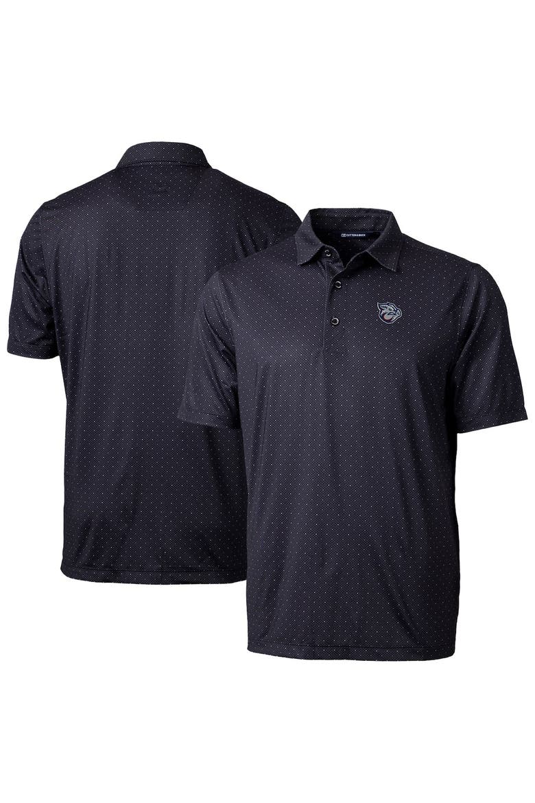 Men's Cutter & Buck  Black Lehigh Valley IronPigs Pike Double Dot Print Stretch Polo, Main, color, Black