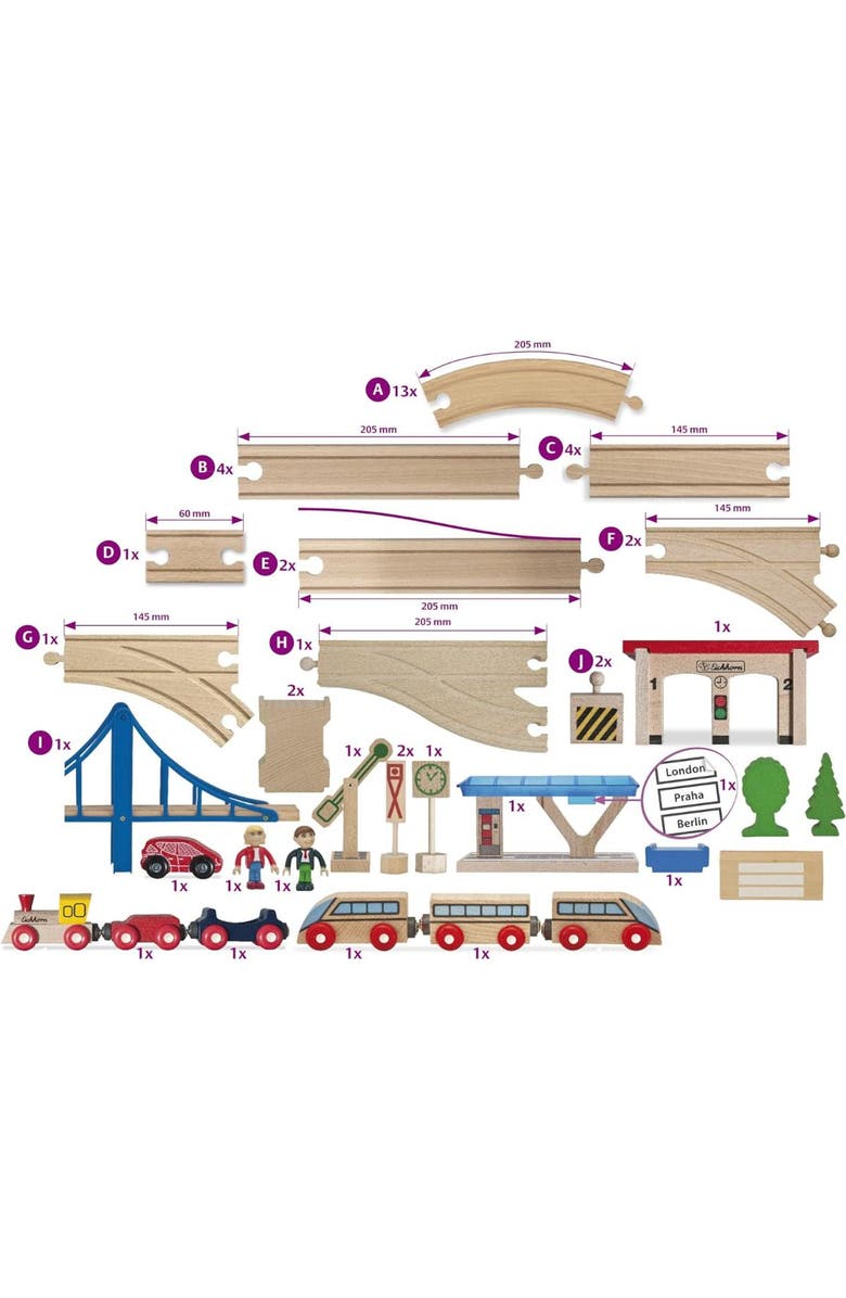 Simba Toys Eichhorn Large Wooden Train Set, Ages 3+, Alternate, color, Multicolored