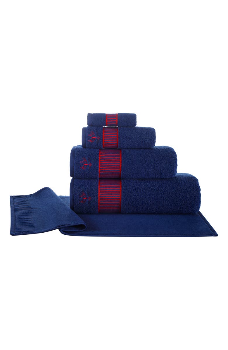 Brooks Brothers Fancy Border 2-Pack Turkish Cotton Hand Towels, Alternate, color, Navy