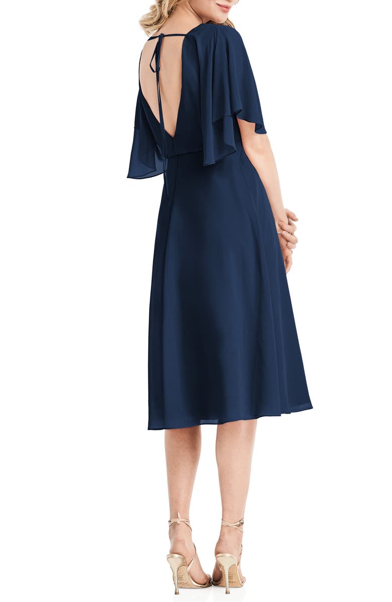 Jenny Packham Flutter Sleeve Open Back Chiffon Cocktail Dress, Alternate, color,