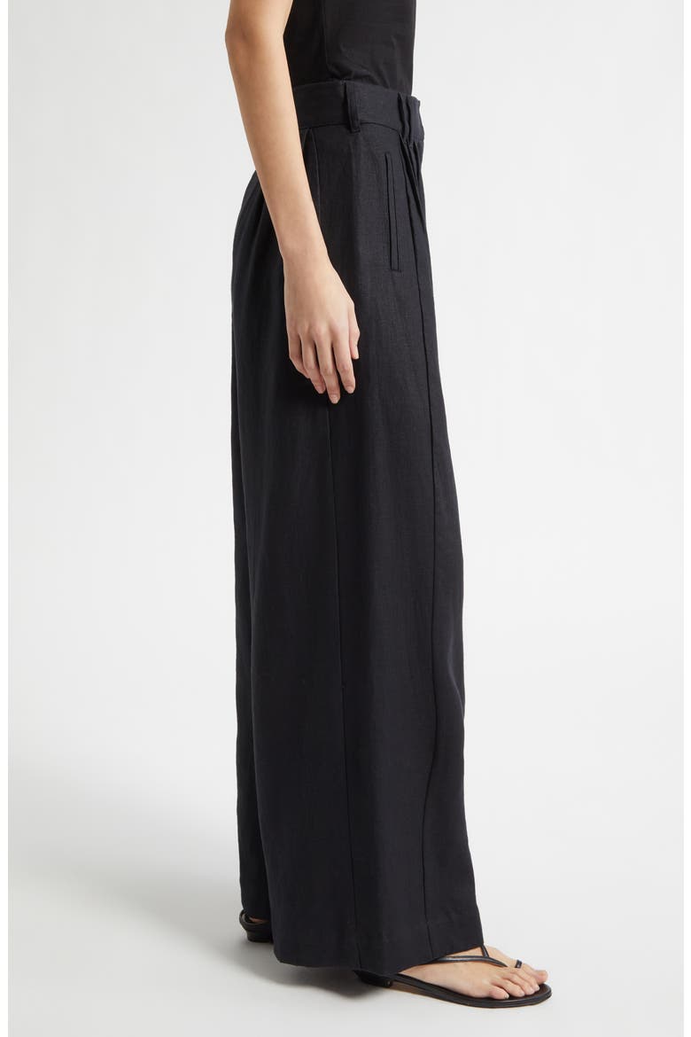 Parker Wide Leg Linen Pants, Alternate, color, BLACK