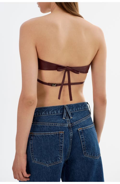 Lamarque Katya | Faux Leather Open Back Strapless Top In Brown