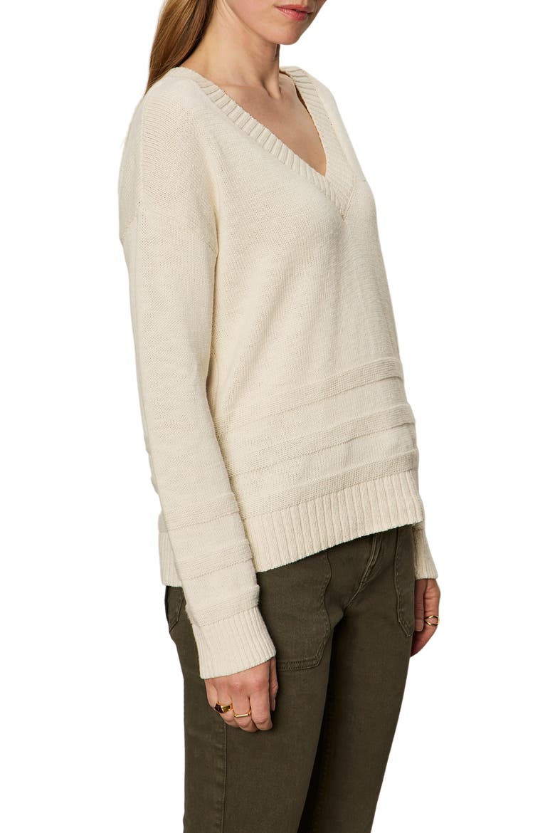 V-Neck Cotton Sweater, Alternate, color, CHALK WHITE