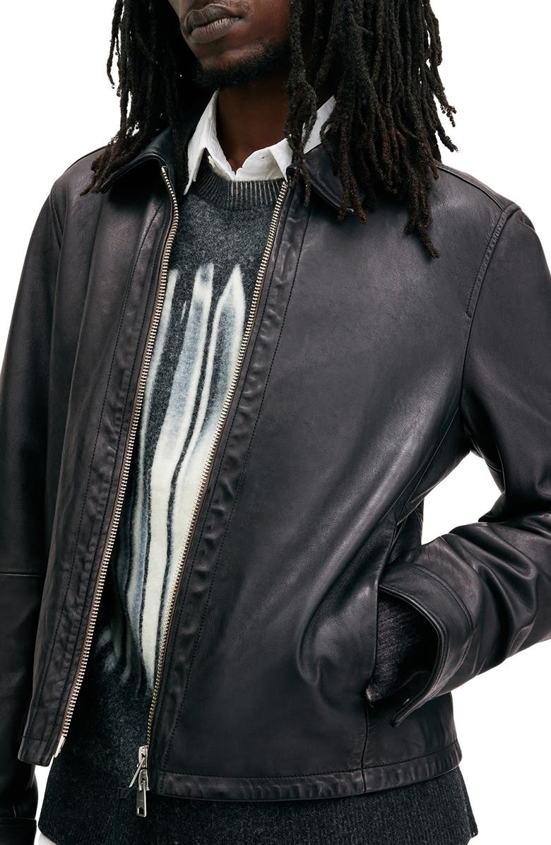 AllSaints Erol Leather Jacket, Alternate, color, 