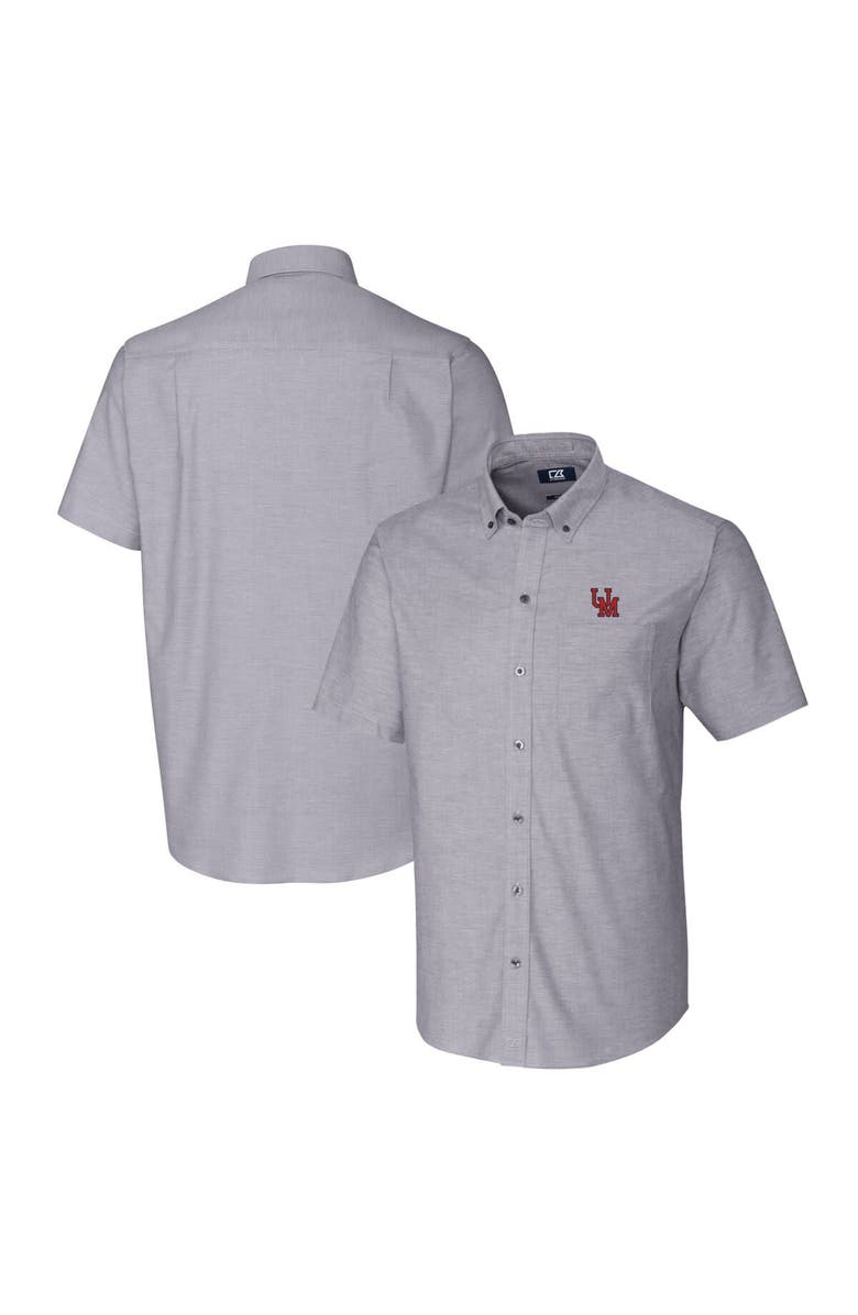 Cutter & Buck Men's Cutter & Buck Charcoal Ole Miss Rebels Vault Stretch Oxford Short Sleeve Button-Down Shirt, Main, color, 