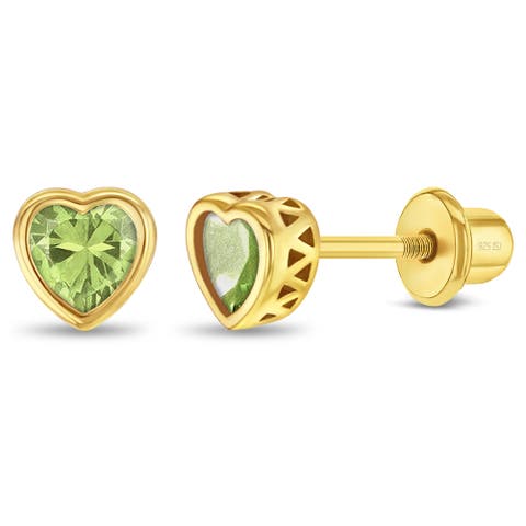 Heart CZ Bezel Girl Earrings