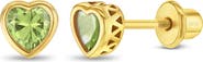 In Season Jewelry Heart CZ Bezel Girl Earrings