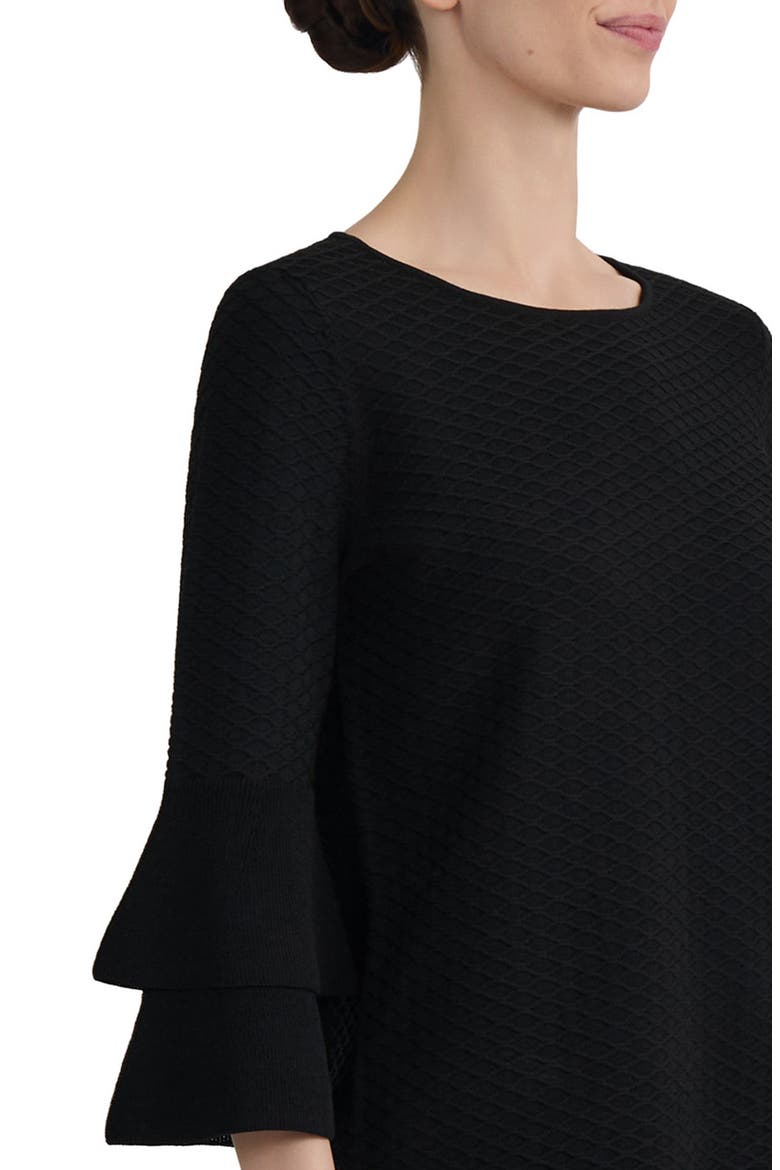 Texture Ruffle Sleeve Top, Alternate, color, BLACK