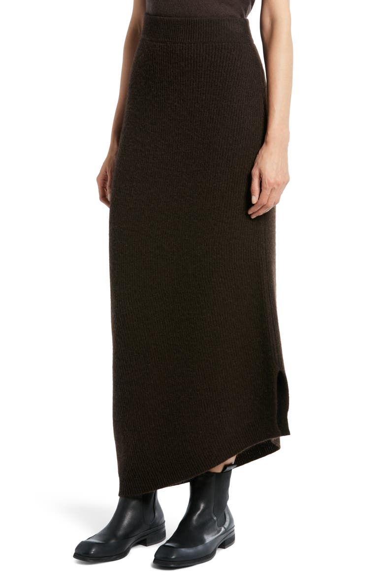 Cymone Long Cashmere Skirt, Alternate, color, SMOKEY BROWN