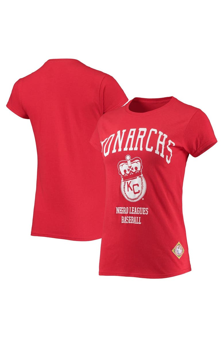 Women's Stitches Red Kansas City Monarchs Negro League Logo T-Shirt, Main, color, Red