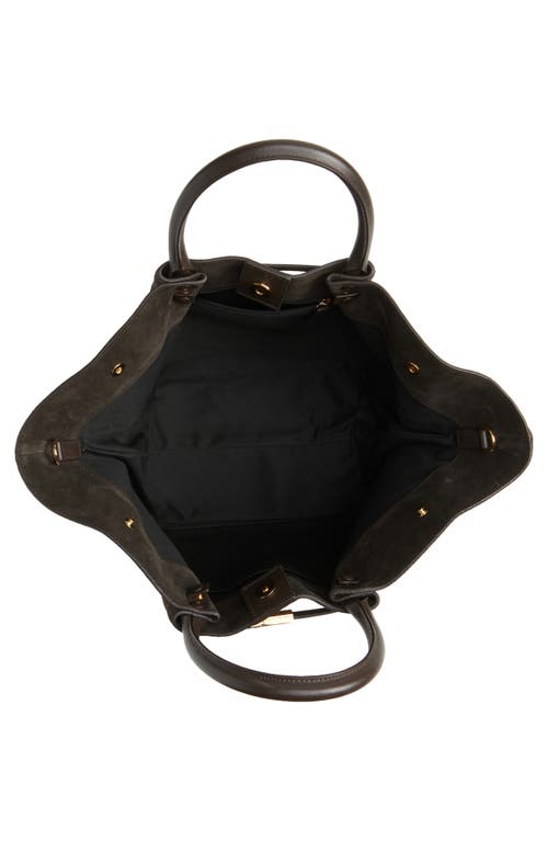 Demellier New York Leather East/west Midi Tote In Brown