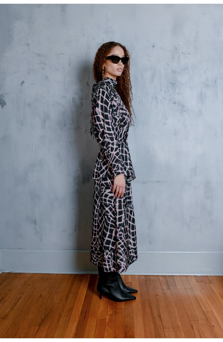 Untitled in Motion Replete High Neck Tie Silky Dress, Alternate, color, Folds