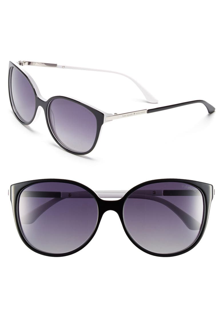 'shawna' 56mm polarized sunglasses (Nordstrom Exclusive), Main, color, BLACK/ WHITE