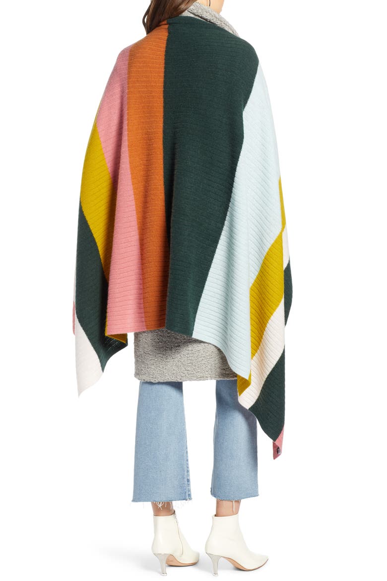 x Atlantic-Pacific Stripe Cashmere Wrap, Alternate, color, PINK MULTI