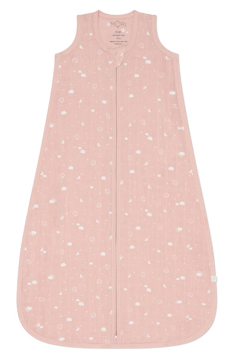 MORI Mascot 0.5 TOG Organic Cotton Muslin Wearable Blanket, Alternate, color, Pink