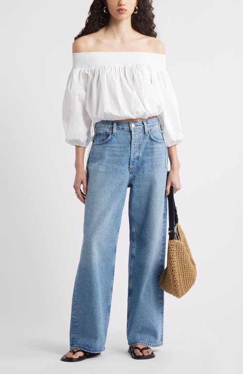 Nordstrom Off The Shoulder Cotton Poplin Shirt In White