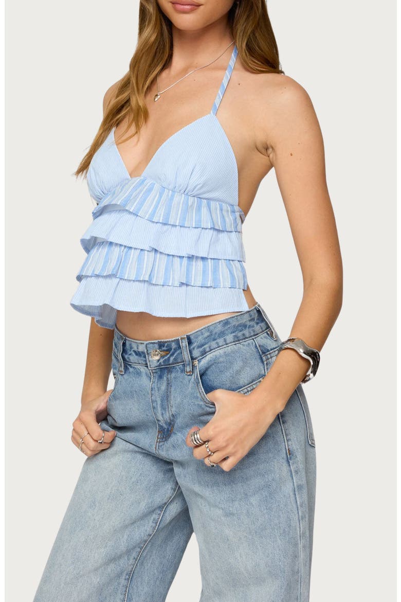Tiered Backless Tank, Alternate, color, BLUE-AND-WHITE