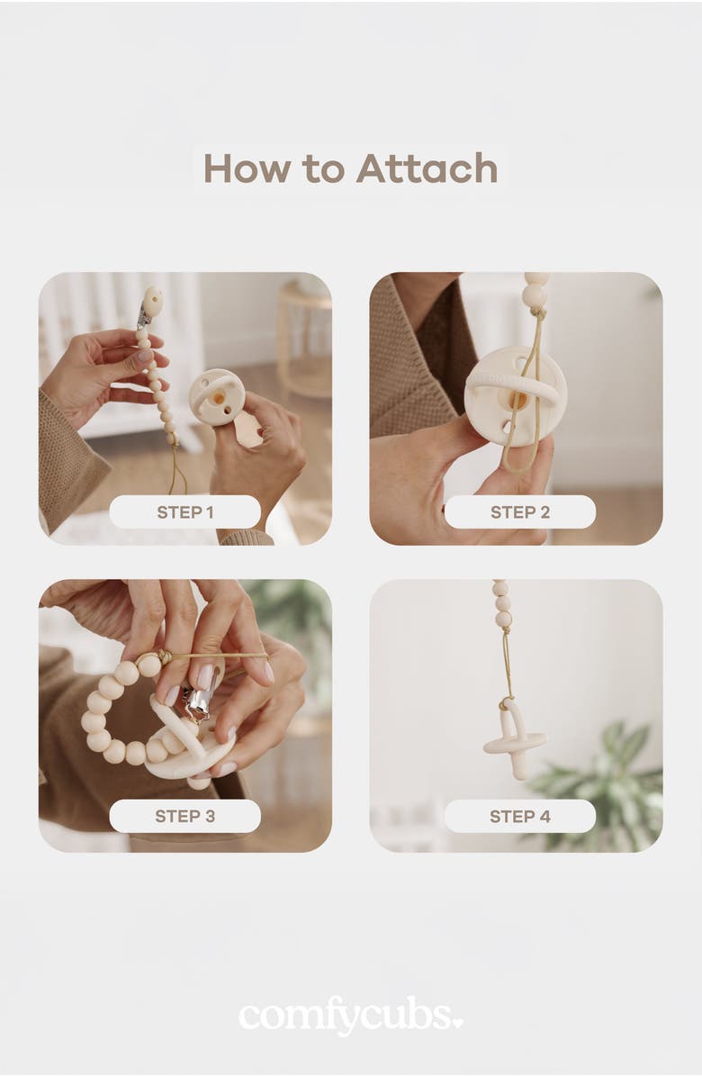 Comfy Cubs Pacifier Clips, 2 Pack, Alternate, color, Slate