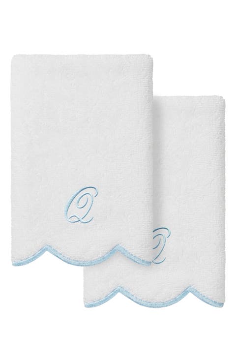 Adornia Scallop Set of 2 Personalized Hand Towels