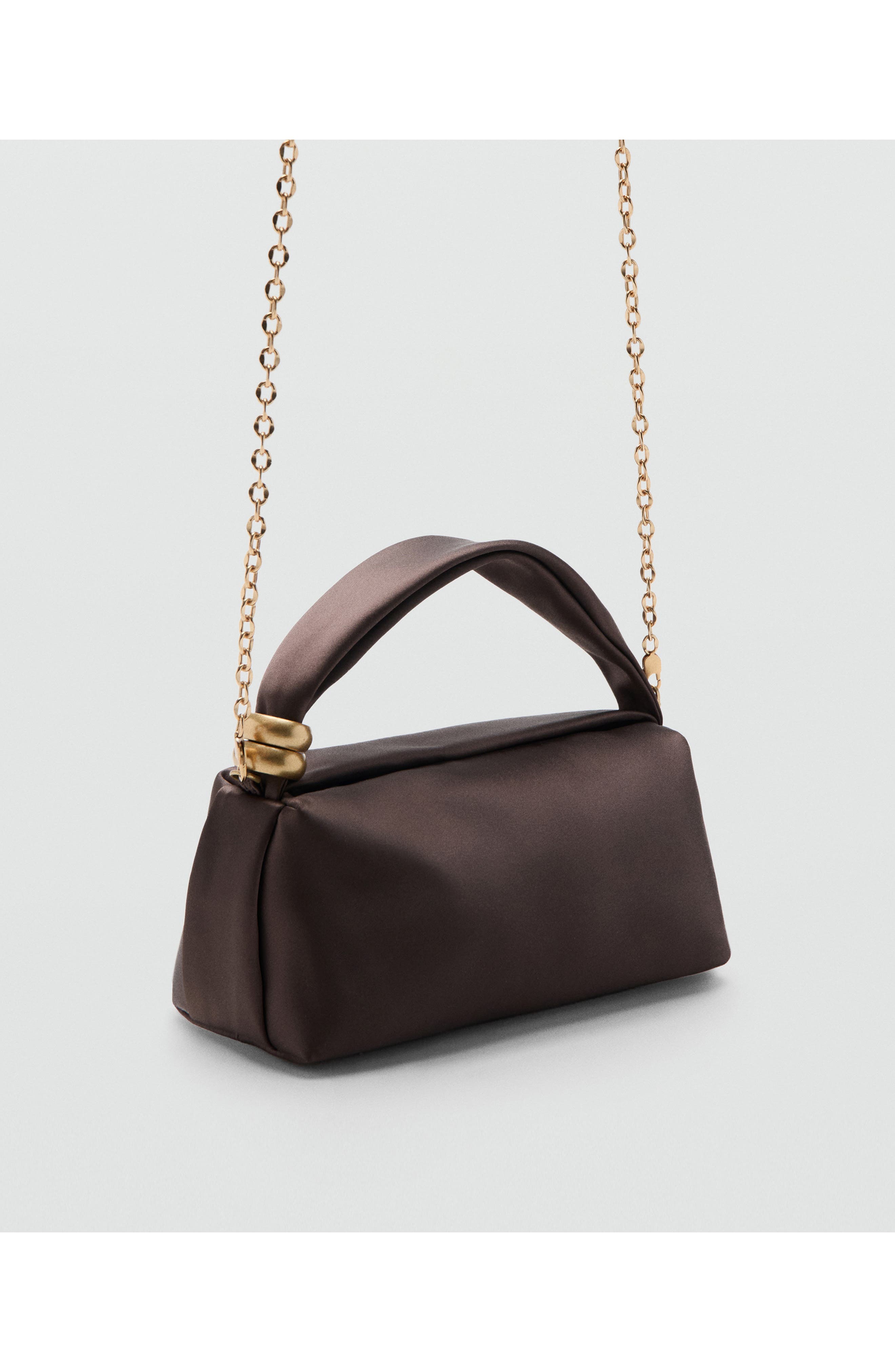 Satin Top Handle Bag, Alternate, color, CHOCOLATE