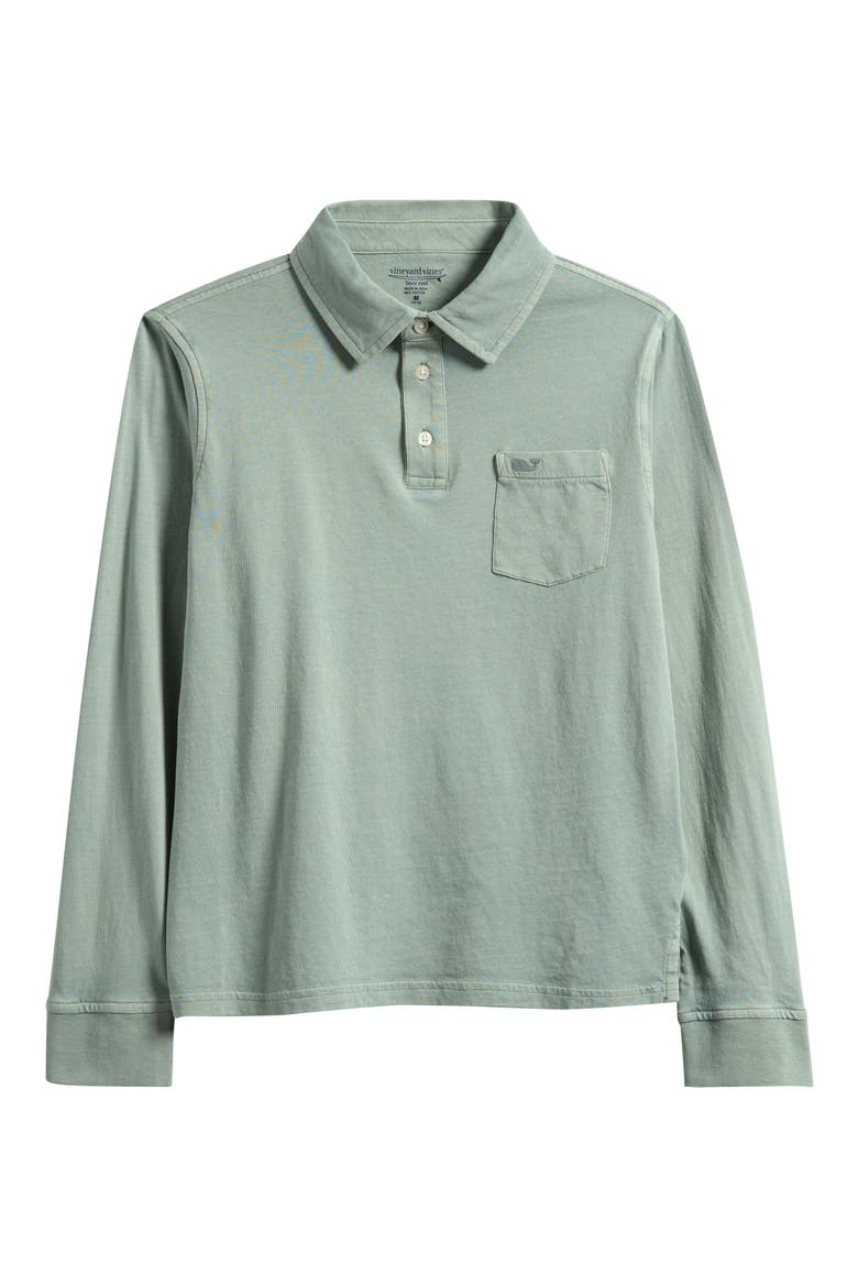 Kids' Surf Long Sleeve Cotton Polo, Main, color, DUNE GRASS