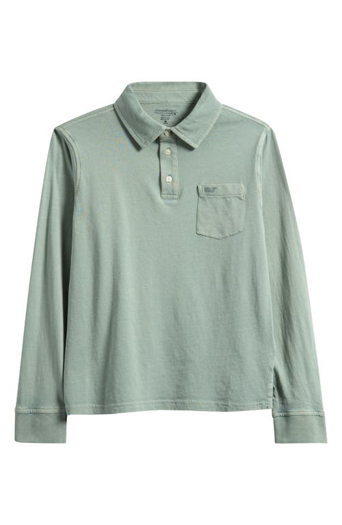 Vineyard Vines Kids' Surf Long Sleeve Cotton Polo In Green