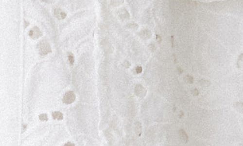 Habitual Eyelet Short Sleeve Button-up Shirt In White