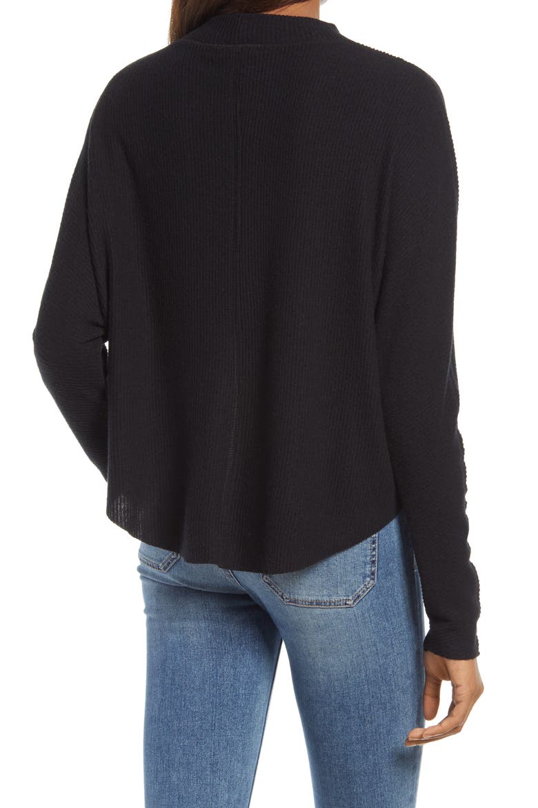 Mock Neck Rib Pullover, Alternate, color, BLACK