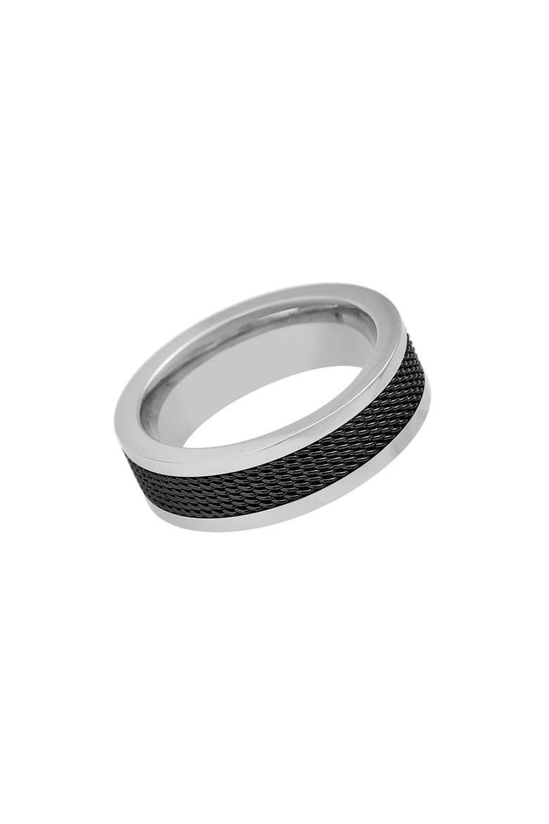 Men's Stainless Steel Mesh Band Ring, Main, color, BLACK