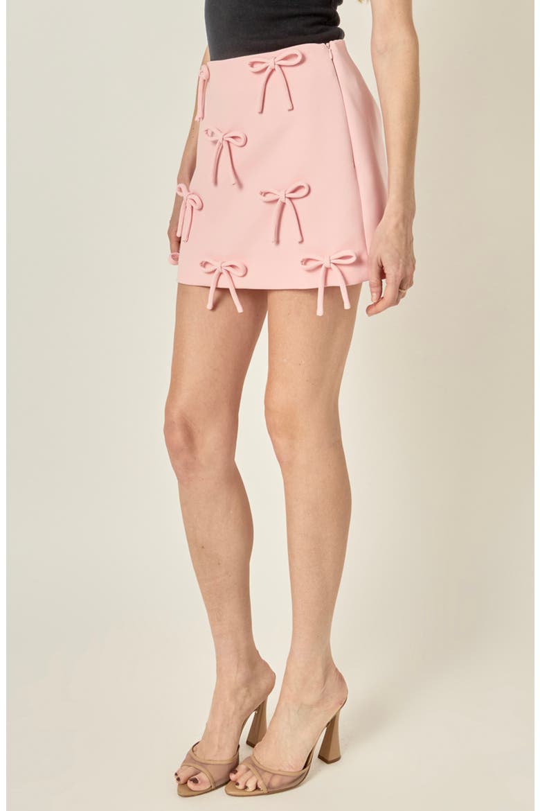 Bow Embellished Miniskirt, Alternate, color, PINK