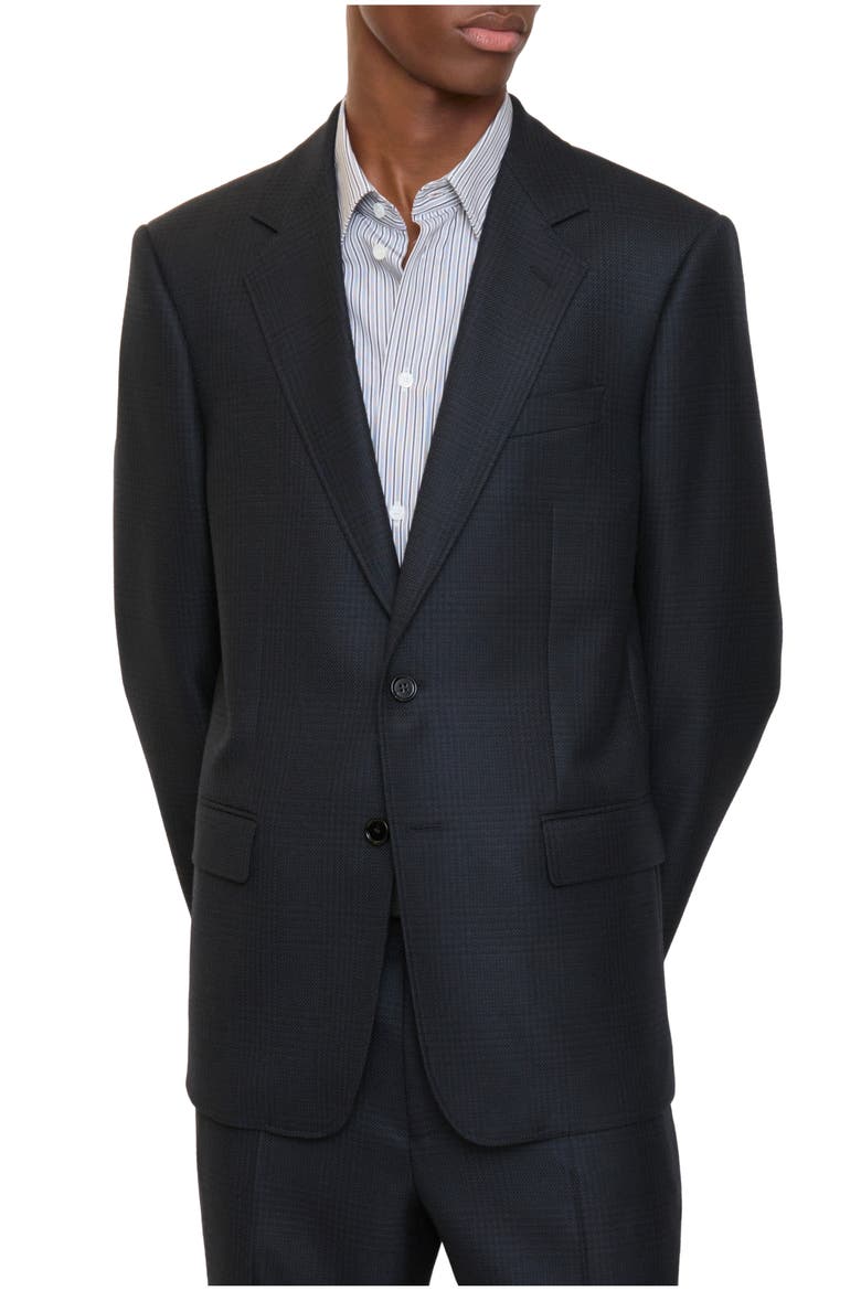 Check Wool Tailored Jacket, Main, color, Tarmac grey/dark pewter grey