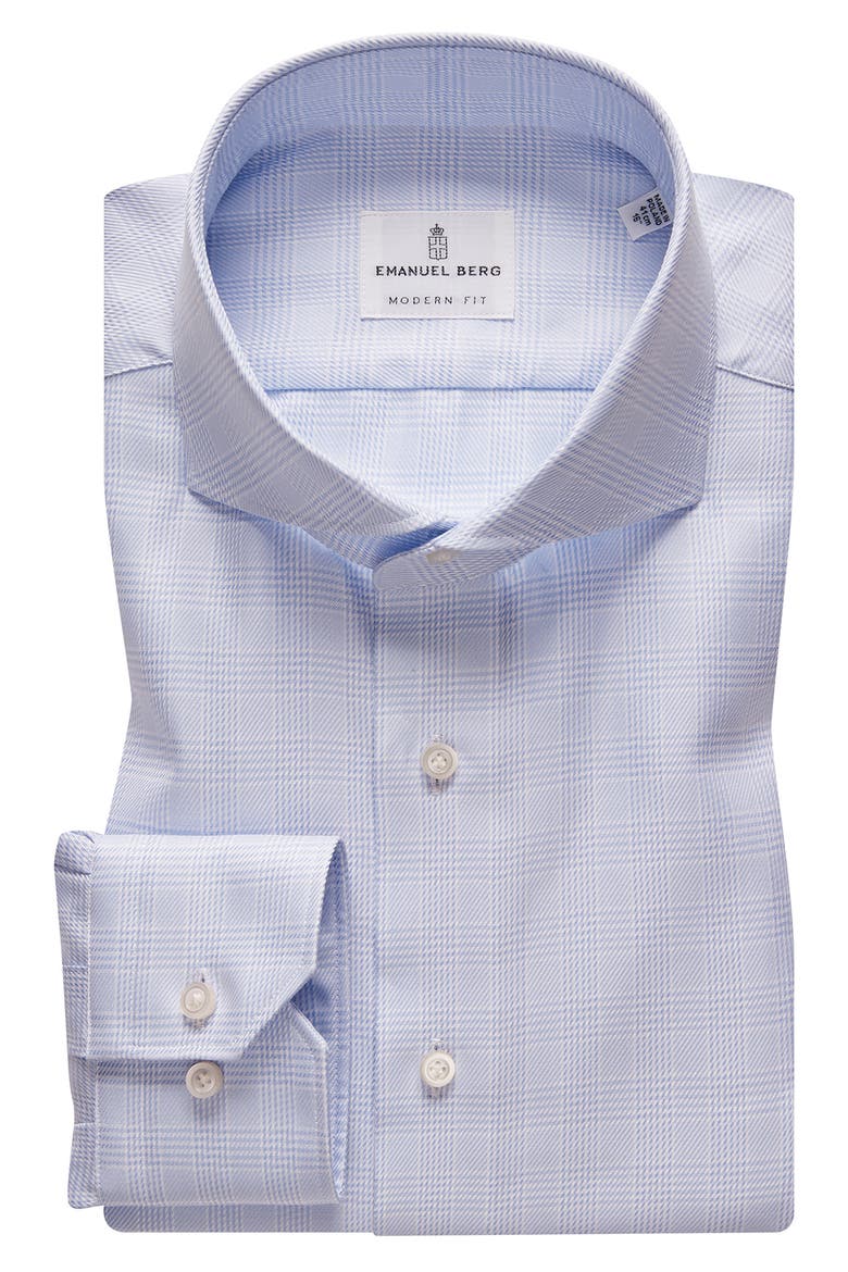 Traveller Modern Fit Plaid Dress Shirt, Alternate, color, BRIGHT BLUE