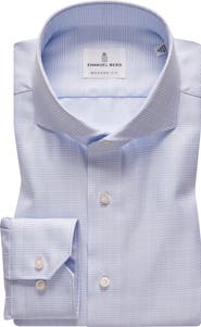Emanuel Berg Traveller Modern Fit Plaid Dress Shirt