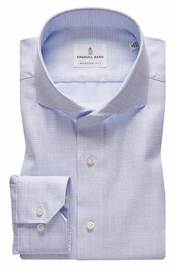 Emanuel Berg Traveller Modern Fit Plaid Dress Shirt