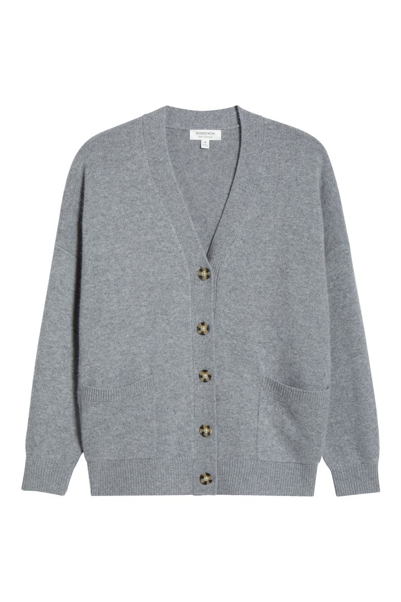 Wool & Cashmere Boyfriend Cardigan, Alternate, color, GREY NIGHT