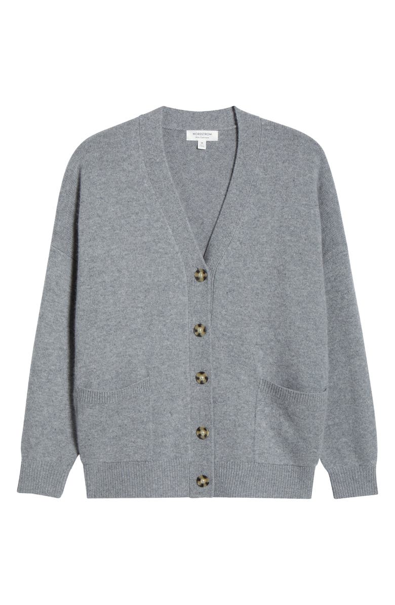 Nordstrom Wool & Cashmere Boyfriend Cardigan, Alternate, color, Grey Night