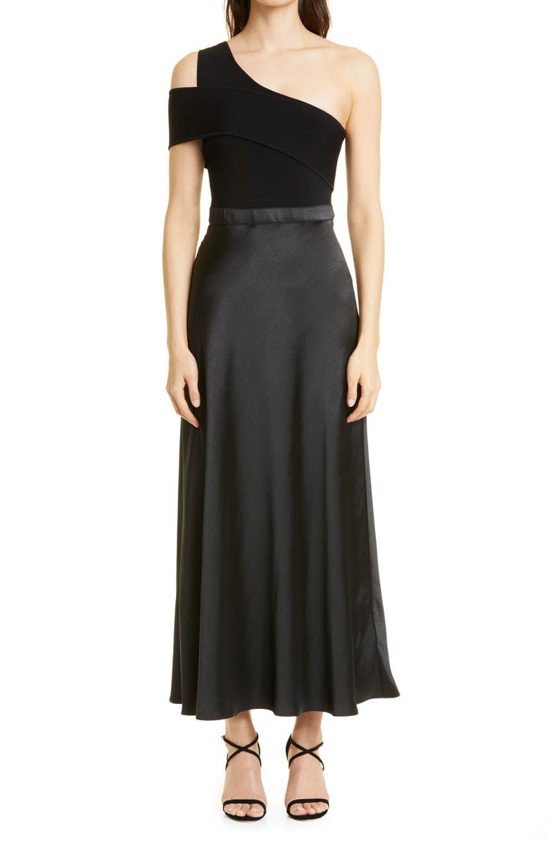 Ted Baker London Ivena Mixed Media One-Shoulder Dress, Main, color,