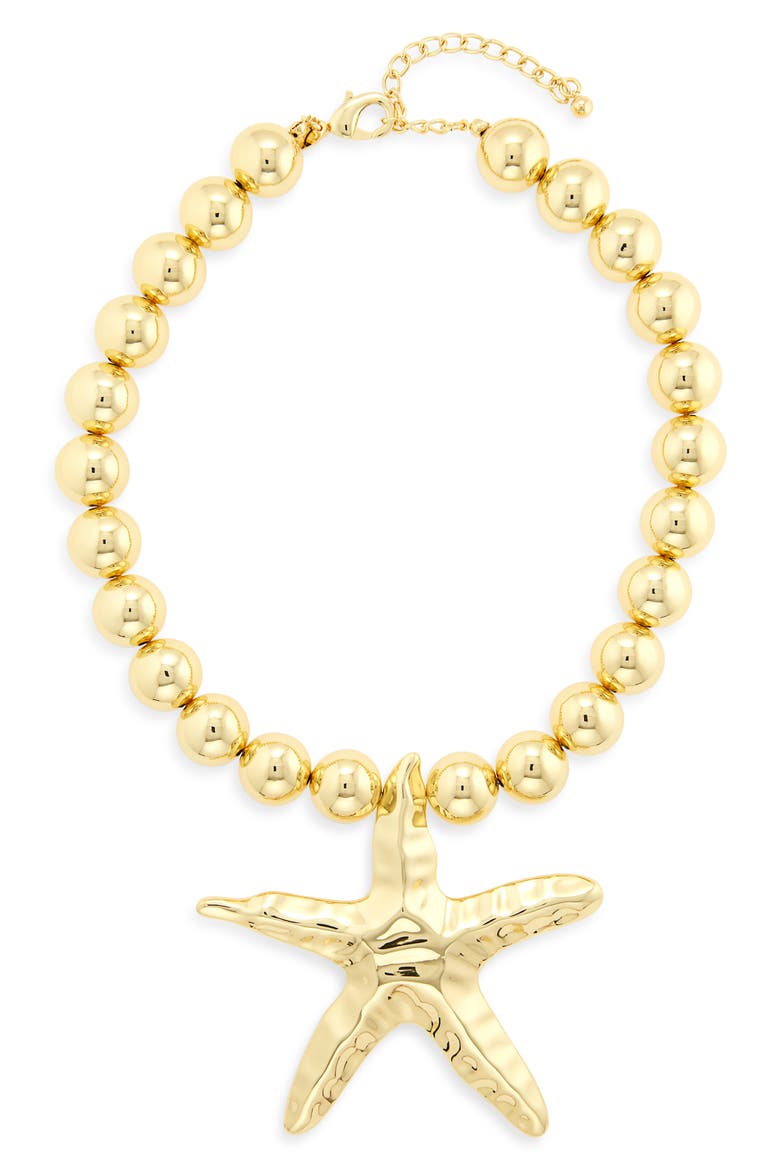 Starfish Pendant Necklace, Main, color, GOLD