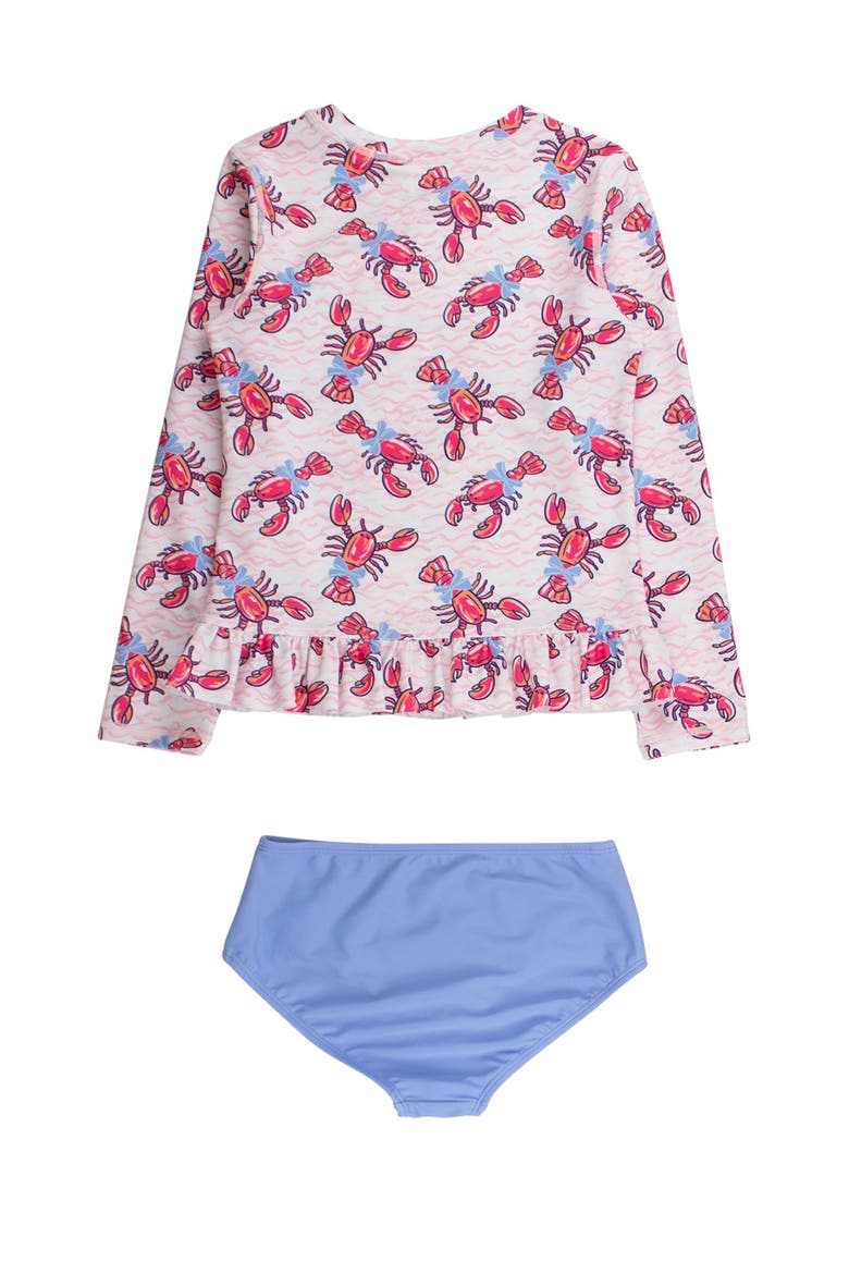 Long Sleeve Rash Guard 2-Piece Bikini Swimsuit, Alternate, color, Pink Lobster Lagoon