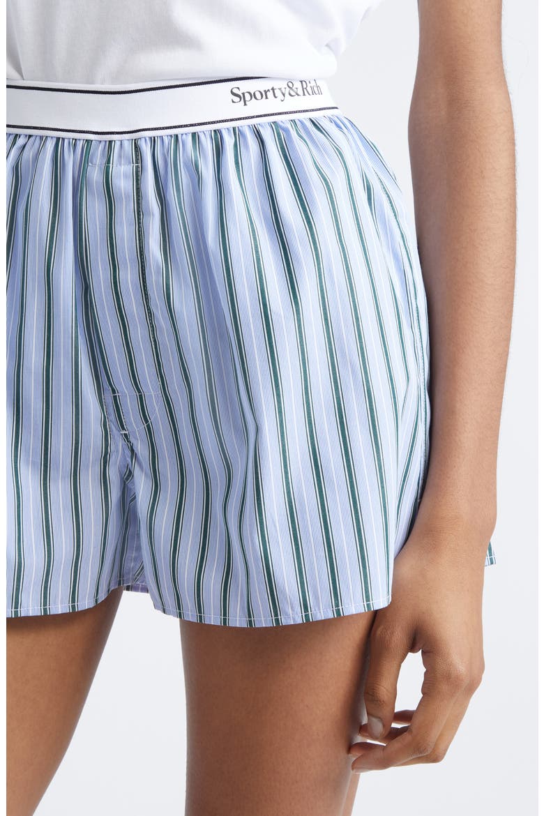Serif Logo Cotton Boxer Shorts, Alternate, color, BLUE/ GREEN STRIPES
