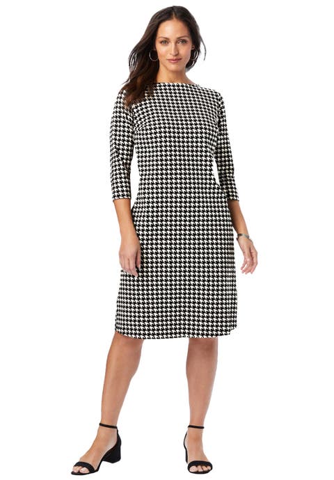 Stretch Cotton Boatneck Shift Dress (Plus Available)