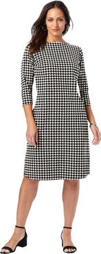 Jessica London Stretch Cotton Boatneck Shift Dress