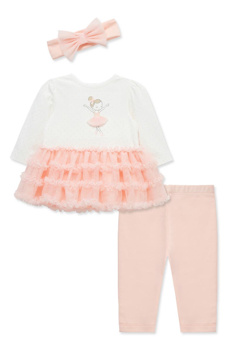 Little Me Ballerina Tutu Top, Leggings & Headband Set, Main, color, Pink