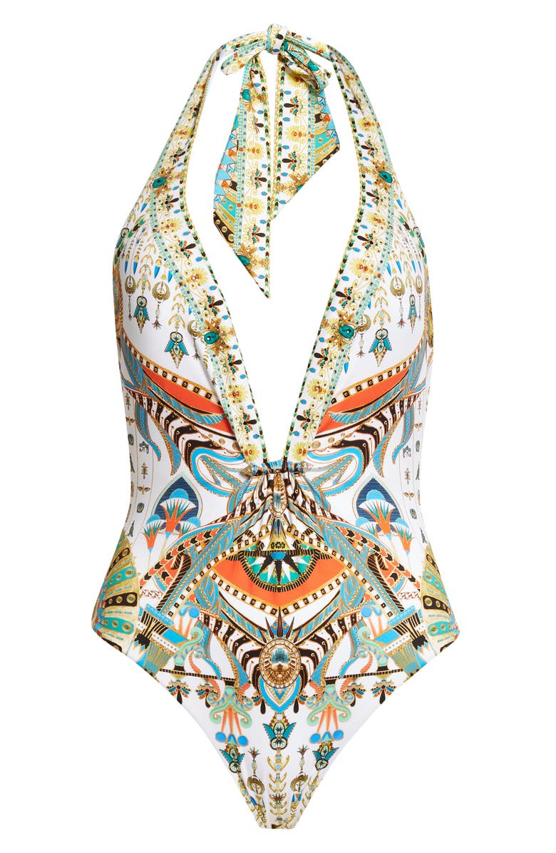 Camilla Valley of the Queens Halter One-Piece Swimsuit, Alternate, color,