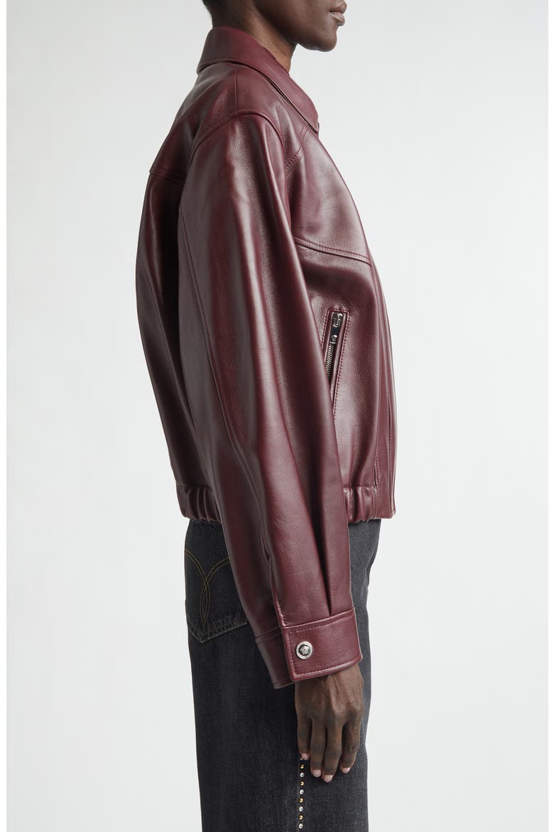 Blouson Buffalo Leather Jacket, Alternate, color, DARK BURGUNDY