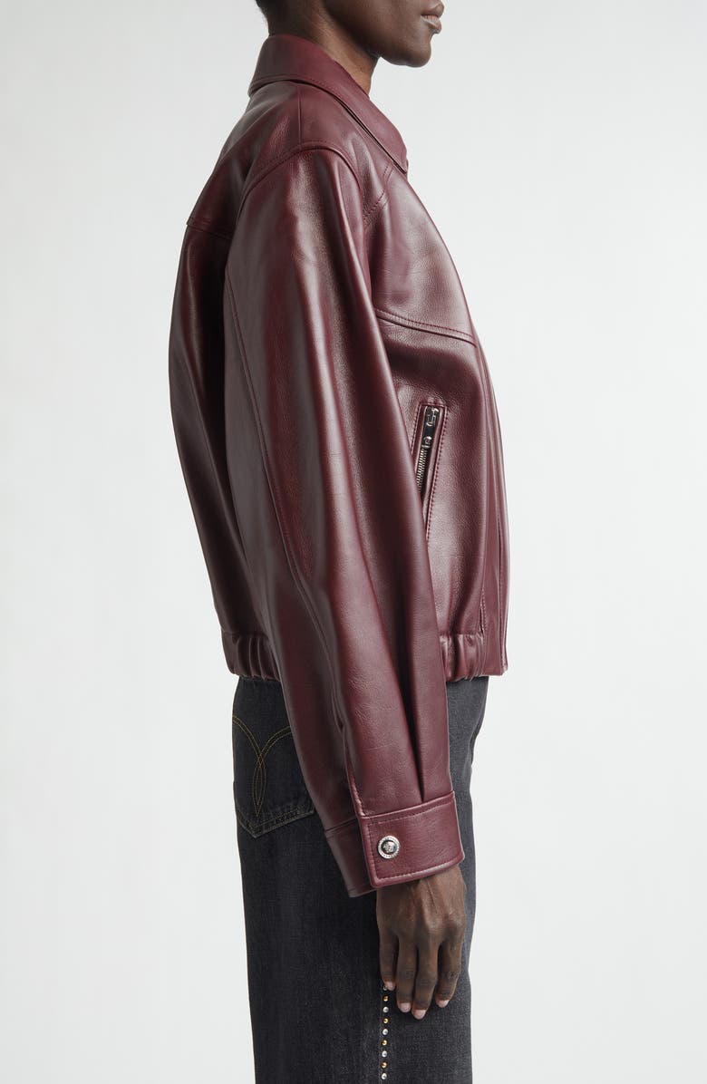 Versace Blouson Buffalo Leather Jacket, Alternate, color, Dark Burgundy